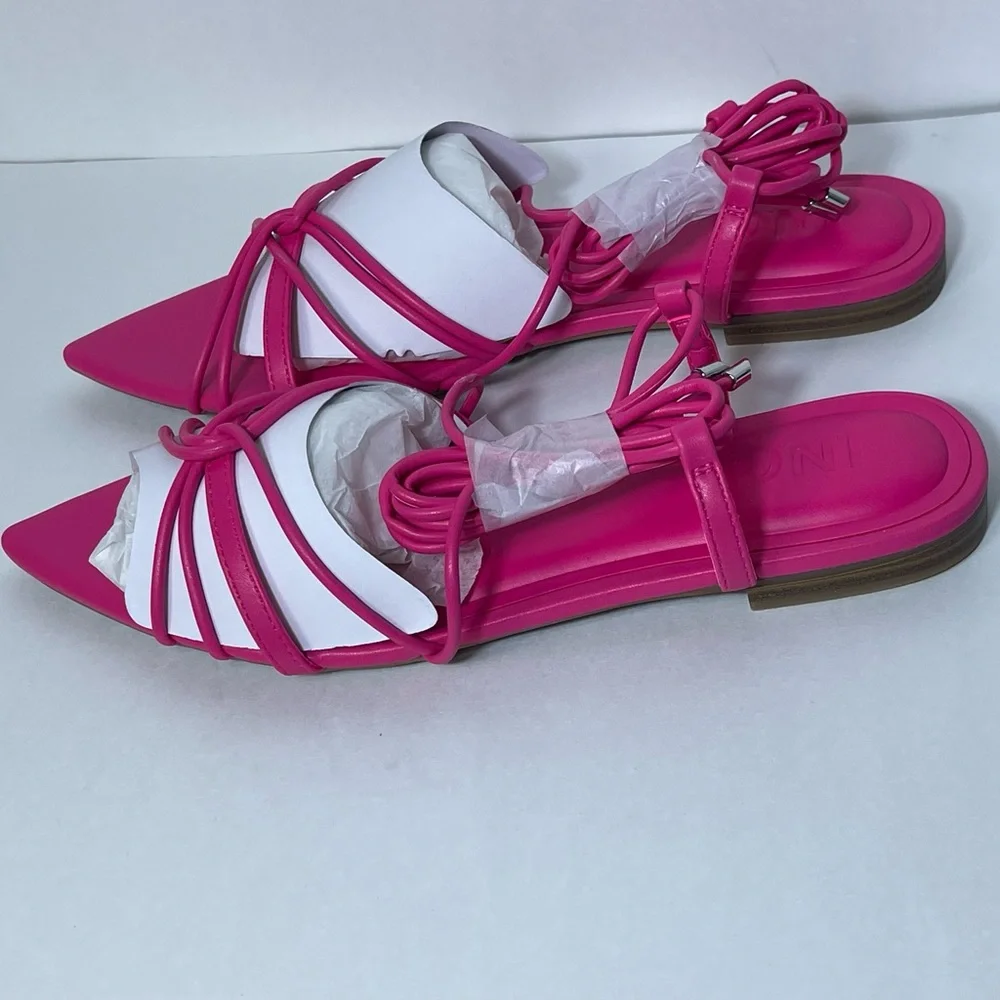 INC International Concepts Hot Pink Strappy Pointed Toe Sandals Size 7.5 NWT Box
